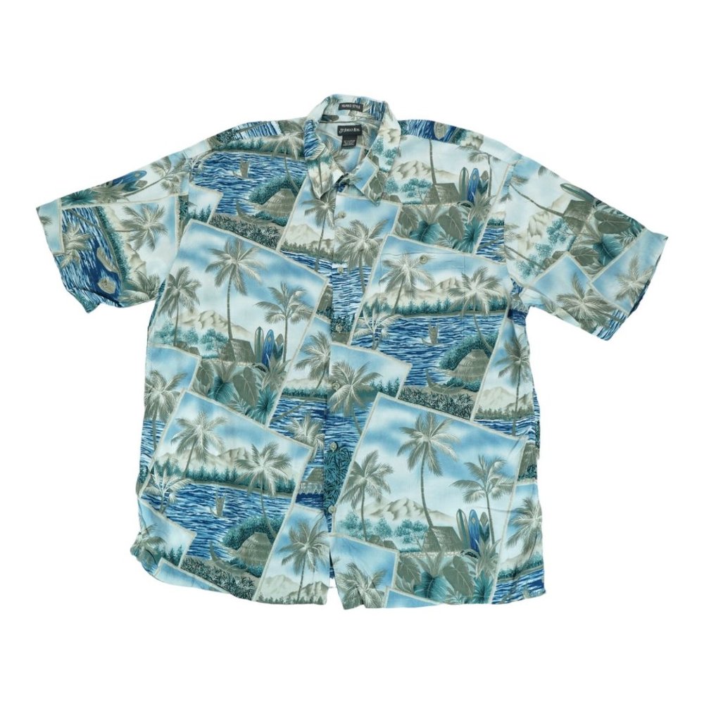 St‎ Johns Bay Mens XXL Shirt Island Style Aloha Hawaiian Casual  Rayon 2XL